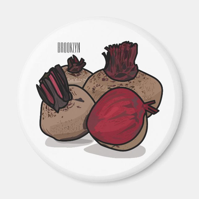 Beet-tecknad illustration magnet (Framsidan)