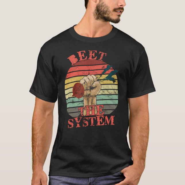 Beet The System Vegan Retro T-Shirt (Framsida)