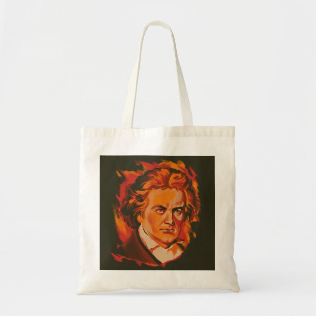 Beethoven Fire Palette Portrait Quote Tote Bag Tygkasse (Framsidan)