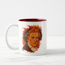 Beethoven Fire Palette Portrait Quote Två-Tonad Mugg