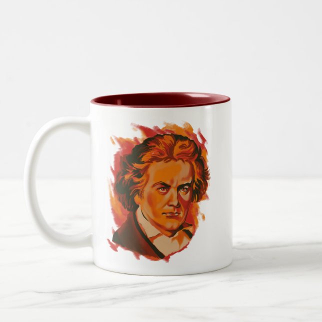 Beethoven Fire Palette Porträtt Citat Två-Tonad Mugg (Vänster)