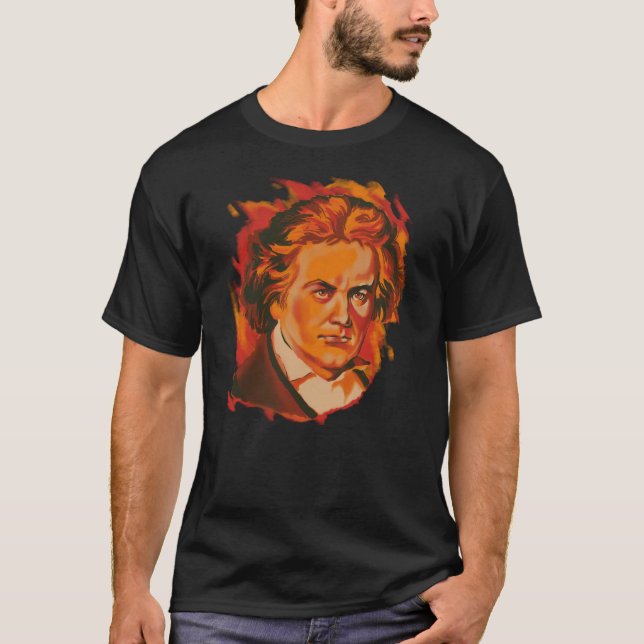 Beethoven Fire Palette Porträtt T Shirt (Framsida)