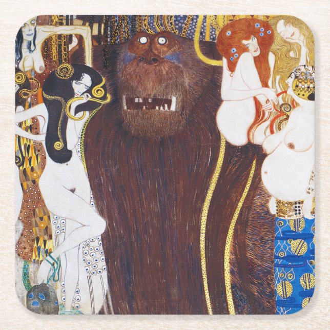 Beethoven Frieze (detalj), Gustav Klimt Underlägg Papper Kvadrat (Framsidan)