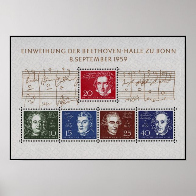 Beethoven Handel Spohr Haydn Mendelssohn Poster (Framsidan)
