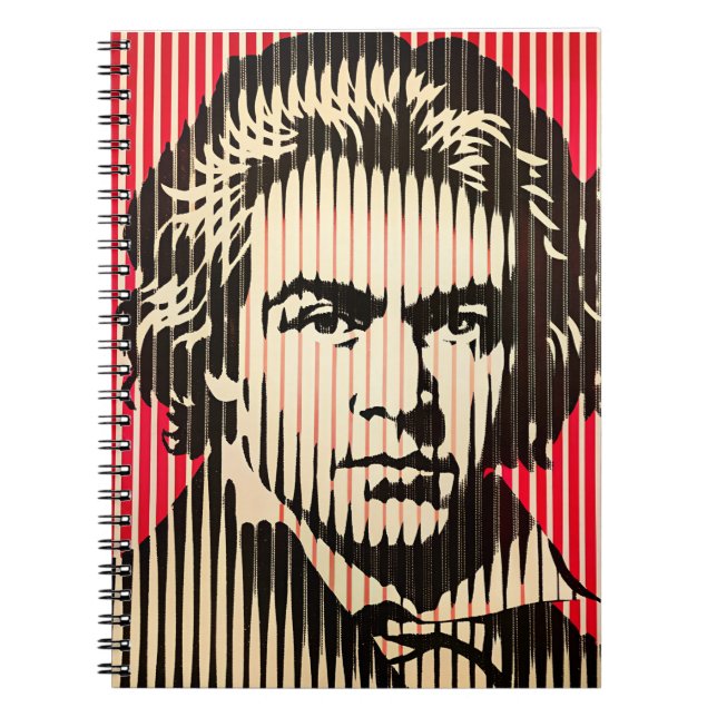 Beethoven i BAUHAUS optiska illusion stil Anteckningsbok (Framsidan)