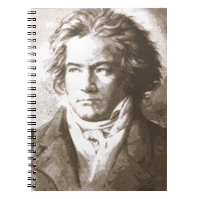 Beethoven i Sepia Anteckningsbok Med Spiral (Framsidan)