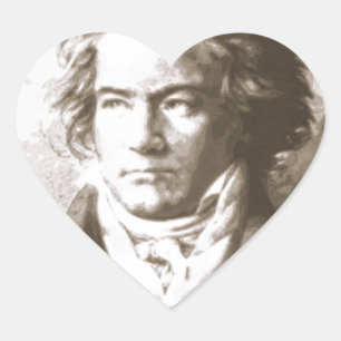 Beethoven i Sepia Hjärtformat Klistermärke