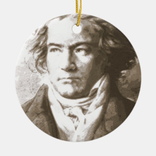 Beethoven i Sepia Julgransprydnad Keramik (Framsidan)