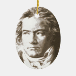 Beethoven i Sepia Julgransprydnad Keramik