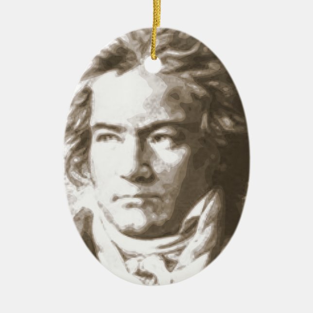 Beethoven i Sepia Julgransprydnad Keramik (Framsidan)