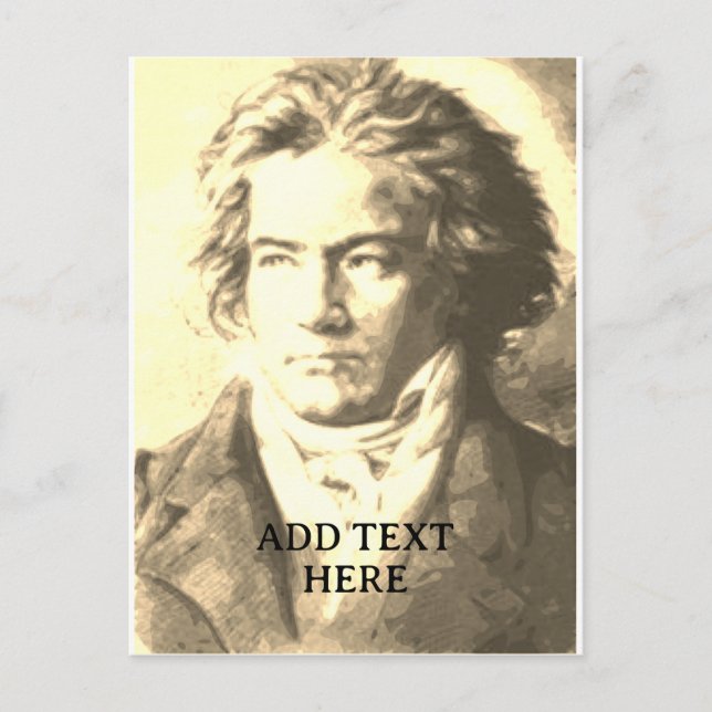 Beethoven i sepia med anpassad text vykort (Framsida)