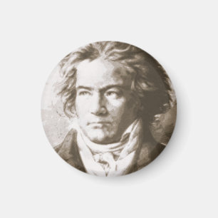 Beethoven i Sepia Pinback Magnet