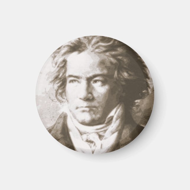 Beethoven i Sepia Pinback Magnet (Framsidan)