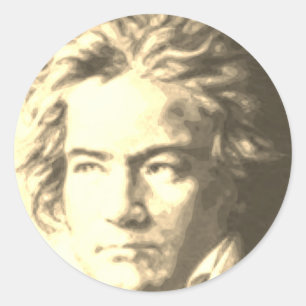 Beethoven i Sepia Runt Klistermärke