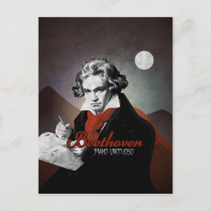 Beethoven pianovirtuos svart vykort