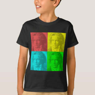 Beethoven-porträtt i rutor t shirt