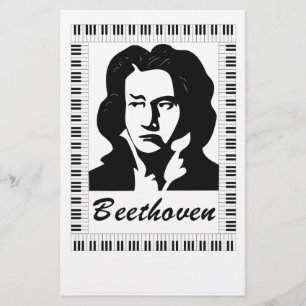 Beethoven porträtt med piano nyckel ram brevpapper