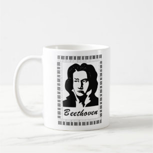 Beethoven porträtt med piano nyckel ram kaffemugg