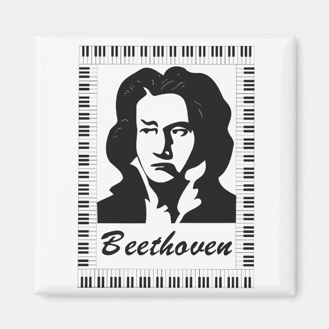 Beethoven porträtt med piano nyckel ram magnet (Framsidan)