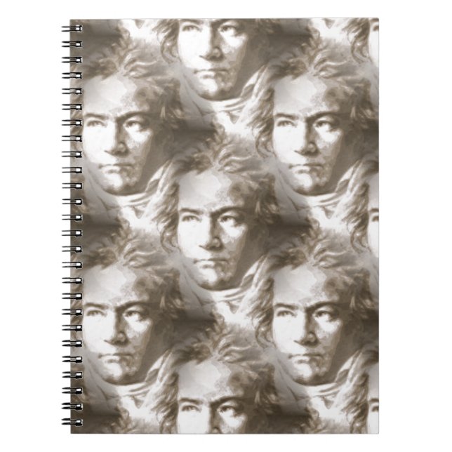 Beethoven Porträtt Mönster Anteckningsbok Med Spiral (Framsidan)