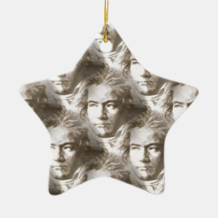 Beethoven Porträtt Mönster Julgransprydnad Keramik