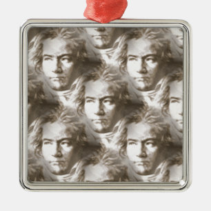 Beethoven Porträtt Mönster Julgransprydnad Metall