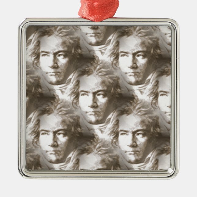 Beethoven Porträtt Mönster Julgransprydnad Metall (Framsidan)