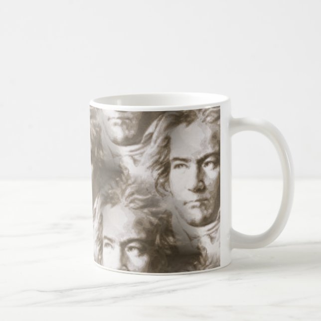 Beethoven Porträtt Mönster Kaffemugg (Höger)