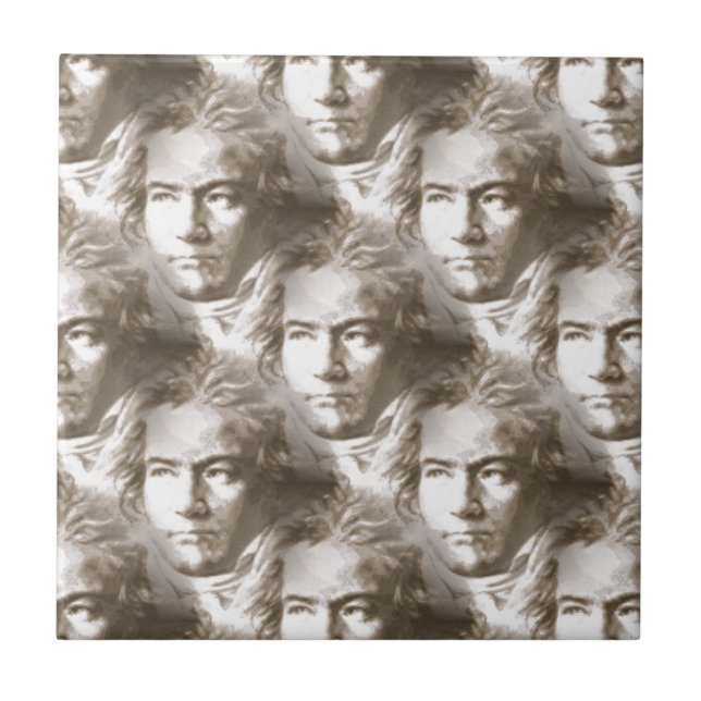 Beethoven Porträtt Mönster Kakelplatta (Framsidan)