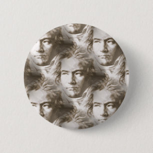 Beethoven Porträtt Mönster Knapp