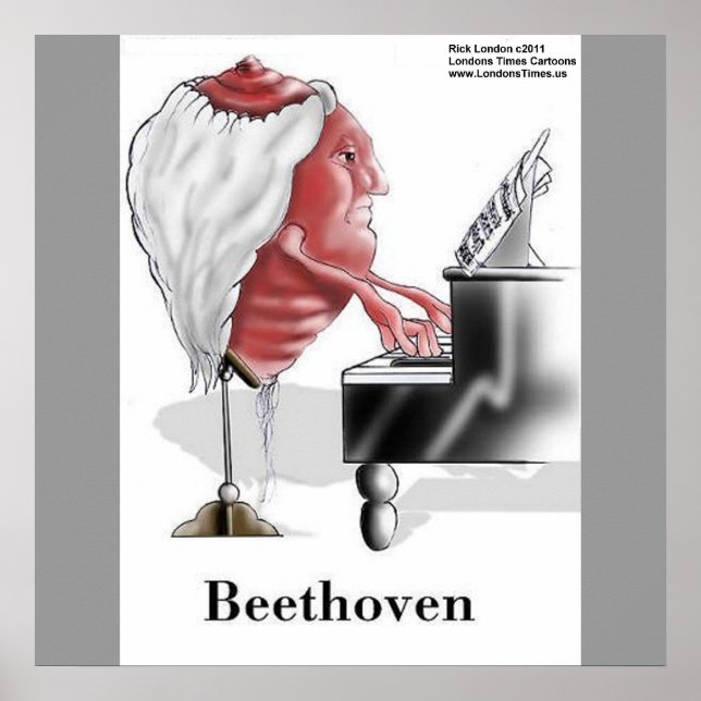 Beethoven Rolig Designer/ Tecknad Affisch Print (Framsidan)