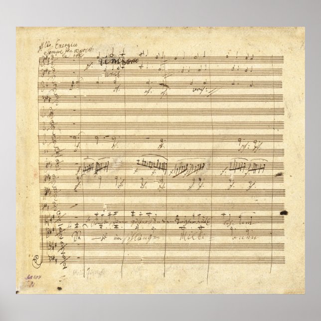 Beethoven Symphony nr 9 Original Manuscript Print Poster (Framsidan)
