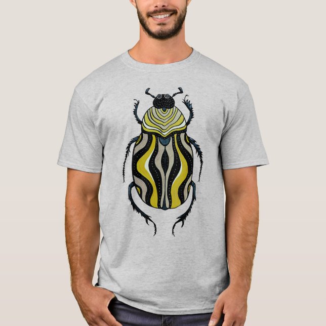 Beetle Art Bläck Teckning Insekt Älskare T Shirt (Framsida)