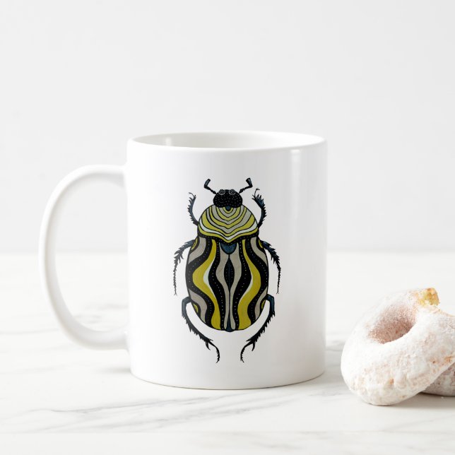 Beetle Art Bläck Teckning Insekt Goblincore Kaffemugg (Med munk)