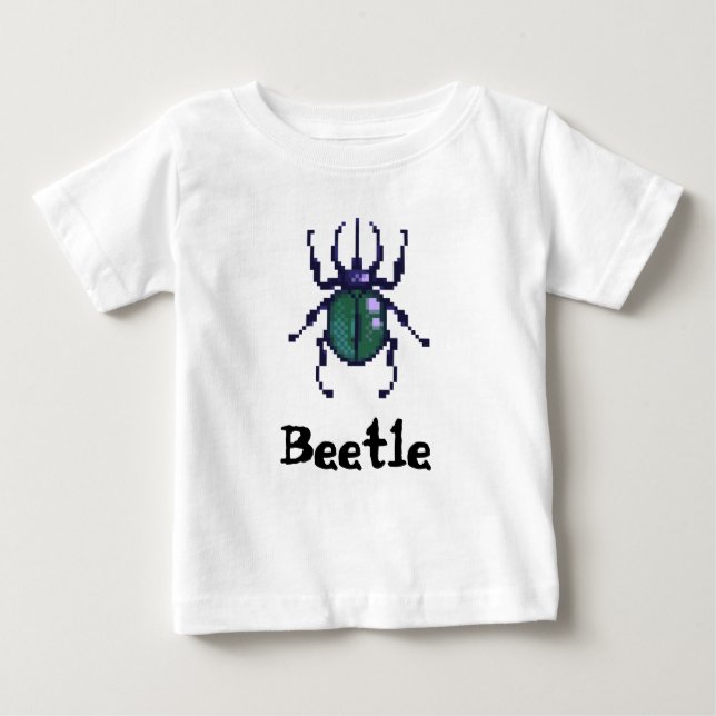 Beetle green pixel art t shirt (Framsida)