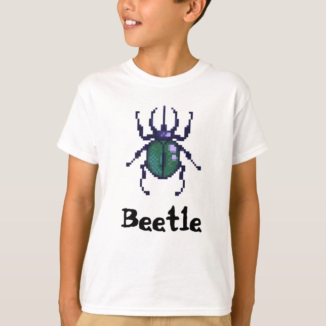 Beetle green pixel art t shirt (Framsida)
