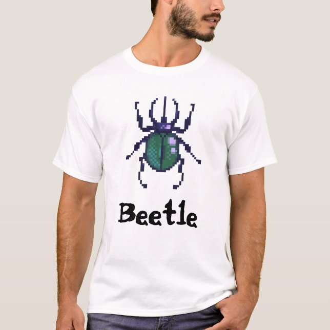 Beetle green pixel art t shirt (Framsida)
