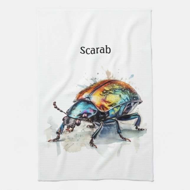 Beetle i vattenfärg, anpassningsbar kökshandduk (Vertikal)