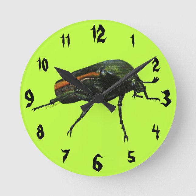 Beetle Kryp Acrylic Wall Clock Rund Klocka (Framsida)