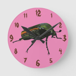 Beetle Kryp Acrylic Wall Clock Rund Klocka