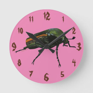 Beetle Kryp Acrylic Wall Clock Rund Klocka