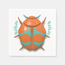 Beetle kryp insekt, söt orange blå pappersservett