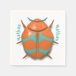 Beetle kryp insekt, söt orange blå pappersservett
