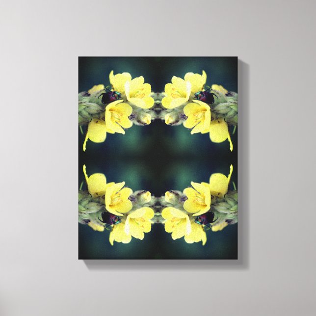 Beetle on Vild Mullein Flower Abstrakt Canvastryck (Framsida)