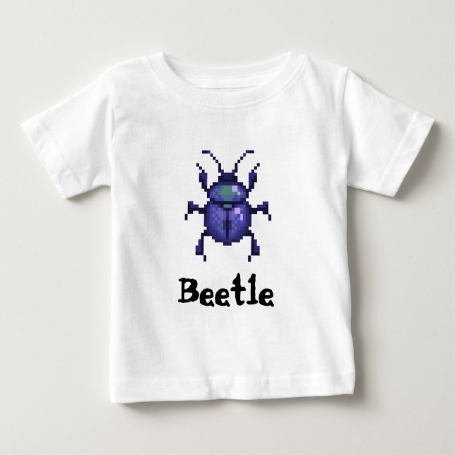 Beetle purple pixel art t shirt (Framsida)