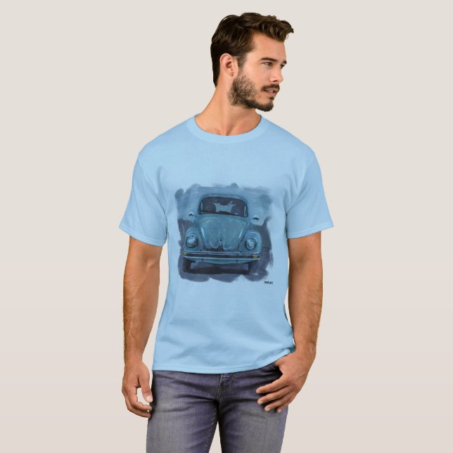 BeetleArtTee i blått T Shirt (Hel framsida)