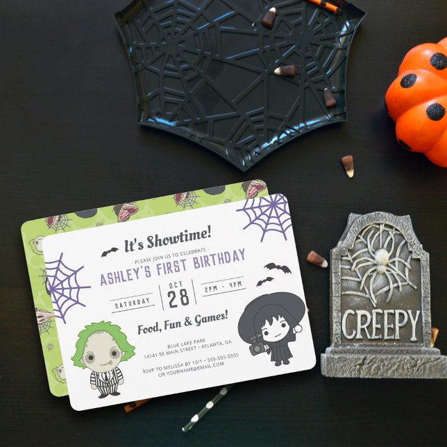 Beetlejuice Birthday Inbjudningar (Invite on table)