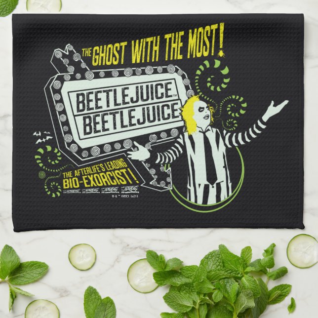 Beetlejuice | "Ghost with the Mest" Marquee Kökshandduk (Vikta)