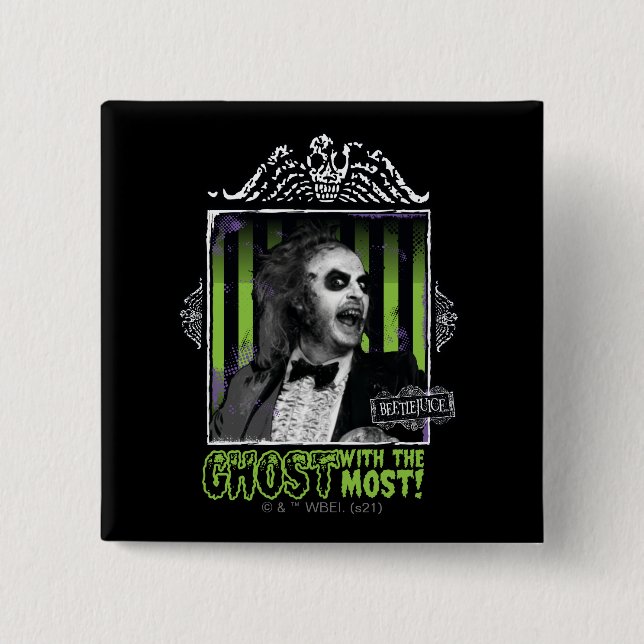 Beetlejuice | "Ghost with the mest" Porträtt Knapp (Framsida)