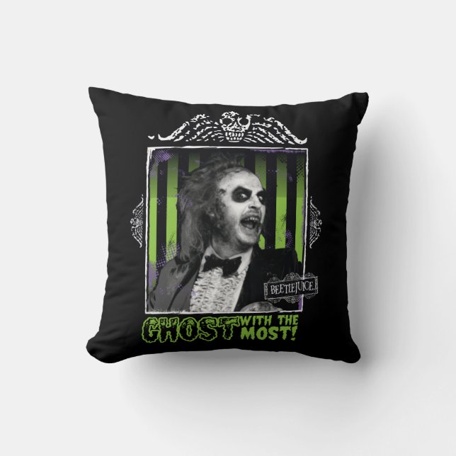 Beetlejuice | "Ghost with the mest" Porträtt Kudde (Framsida)